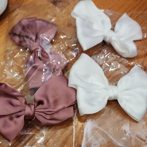 Chic Kids Bow Hair Clips - Cream and Brown